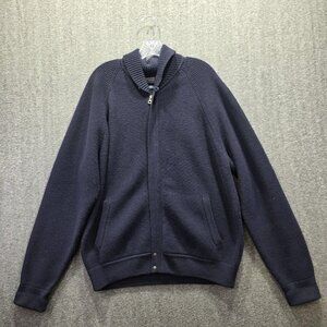 Polo Ralph Lauren Sweater Mens XL Navy 100% Wool Full Zip Mock Neck Pockets
